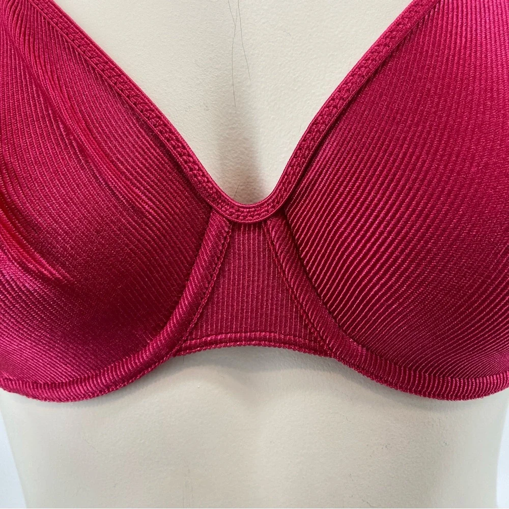 VTG Warner’s Body Beware Bra Red Ribbed Nylon Unlined Undewire Size 36B